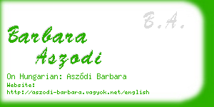 barbara aszodi business card